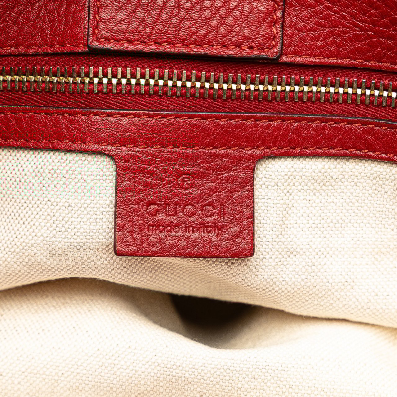 Gucci Large Calfskin Bamboo Shopper Sachel Rood