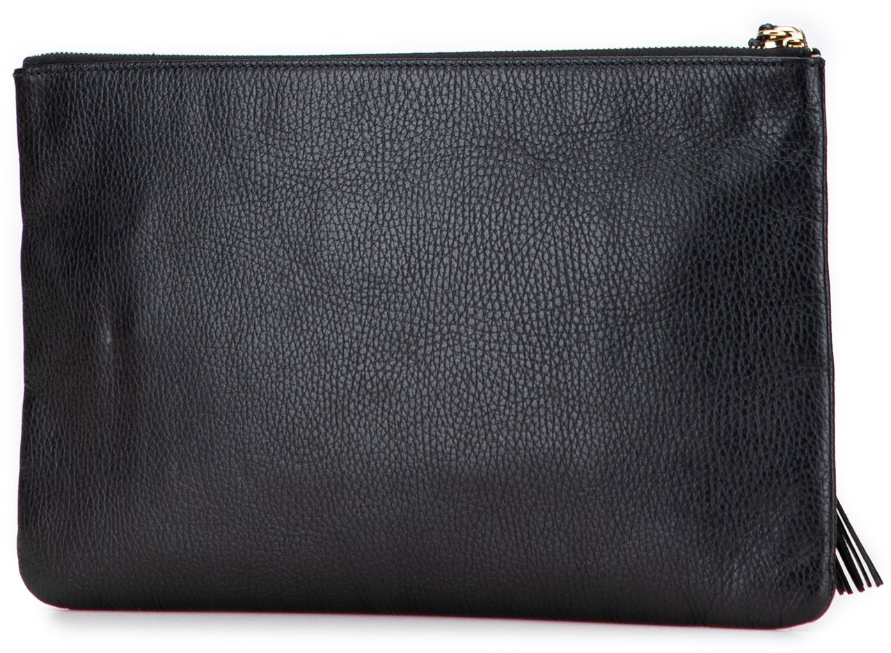 Gucci Calfskin Bamboo Tassel Clutch Zwart
