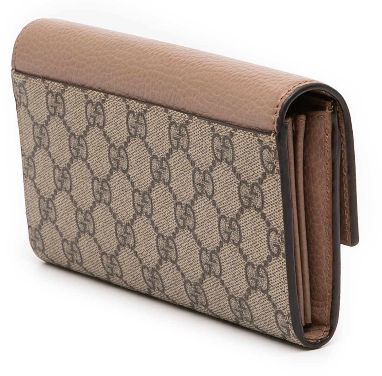 Gucci Bicolor GG Marmont GG Supreme Continental Wallet Bruin