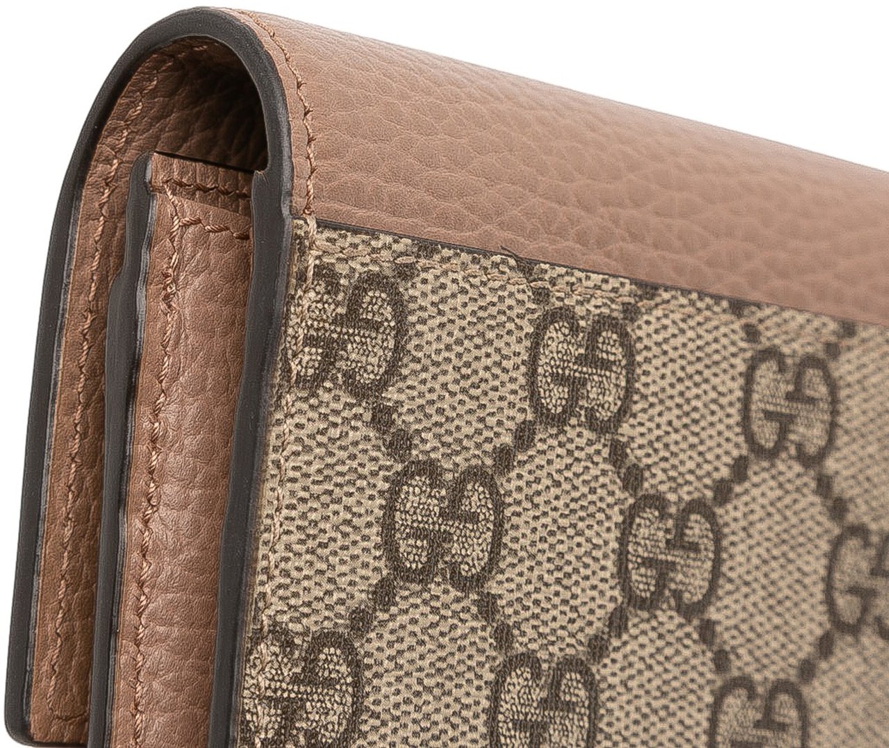 Gucci Bicolor GG Marmont GG Supreme Continental Wallet Bruin