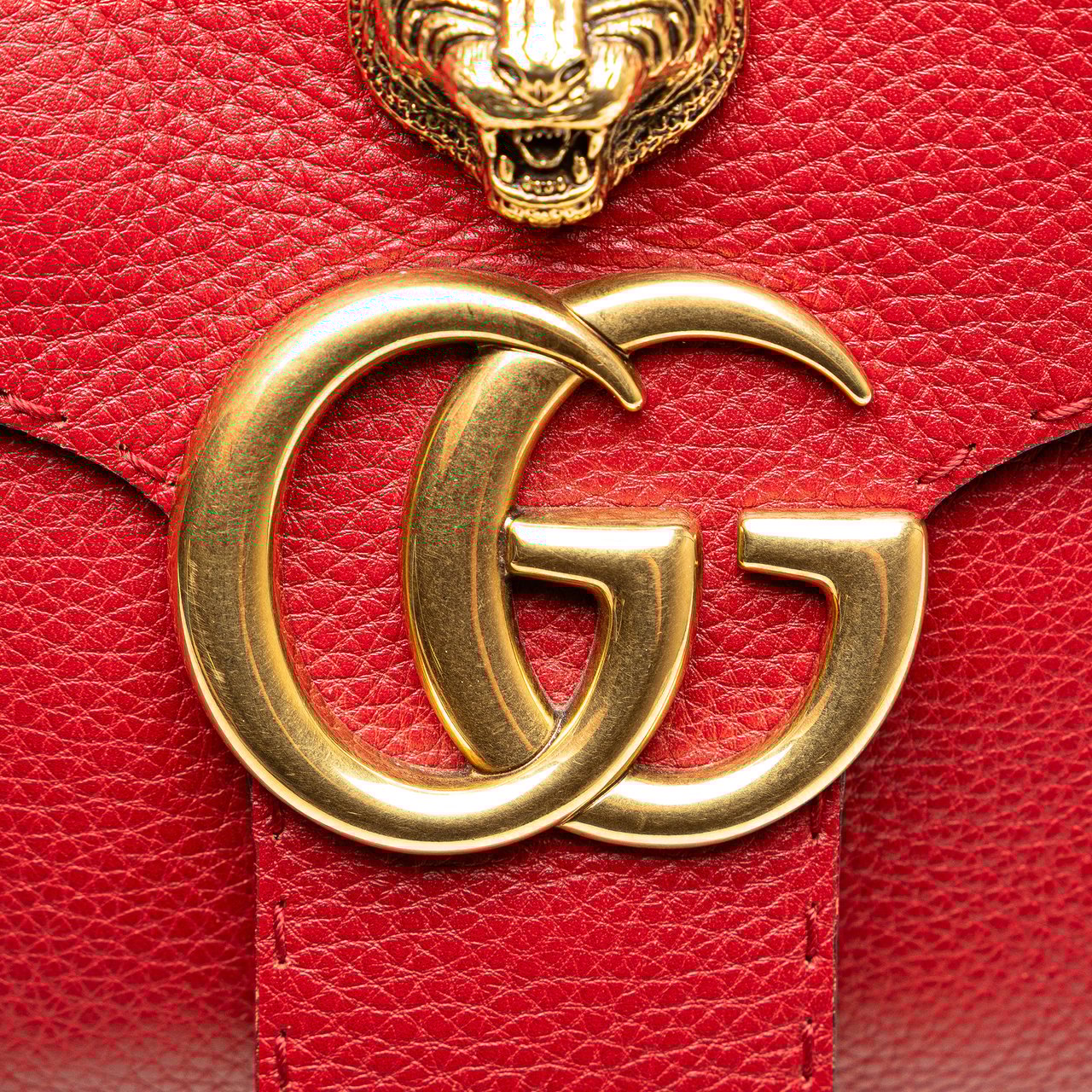 Gucci GG Marmont Leather Animalier Crossbody Rood