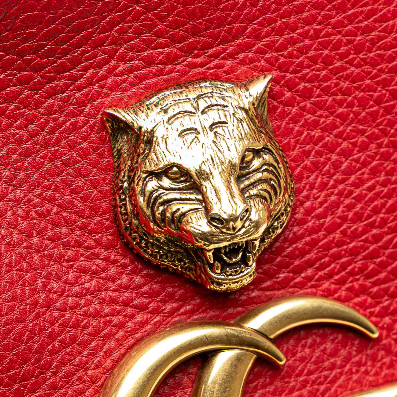 Gucci GG Marmont Leather Animalier Crossbody Rood