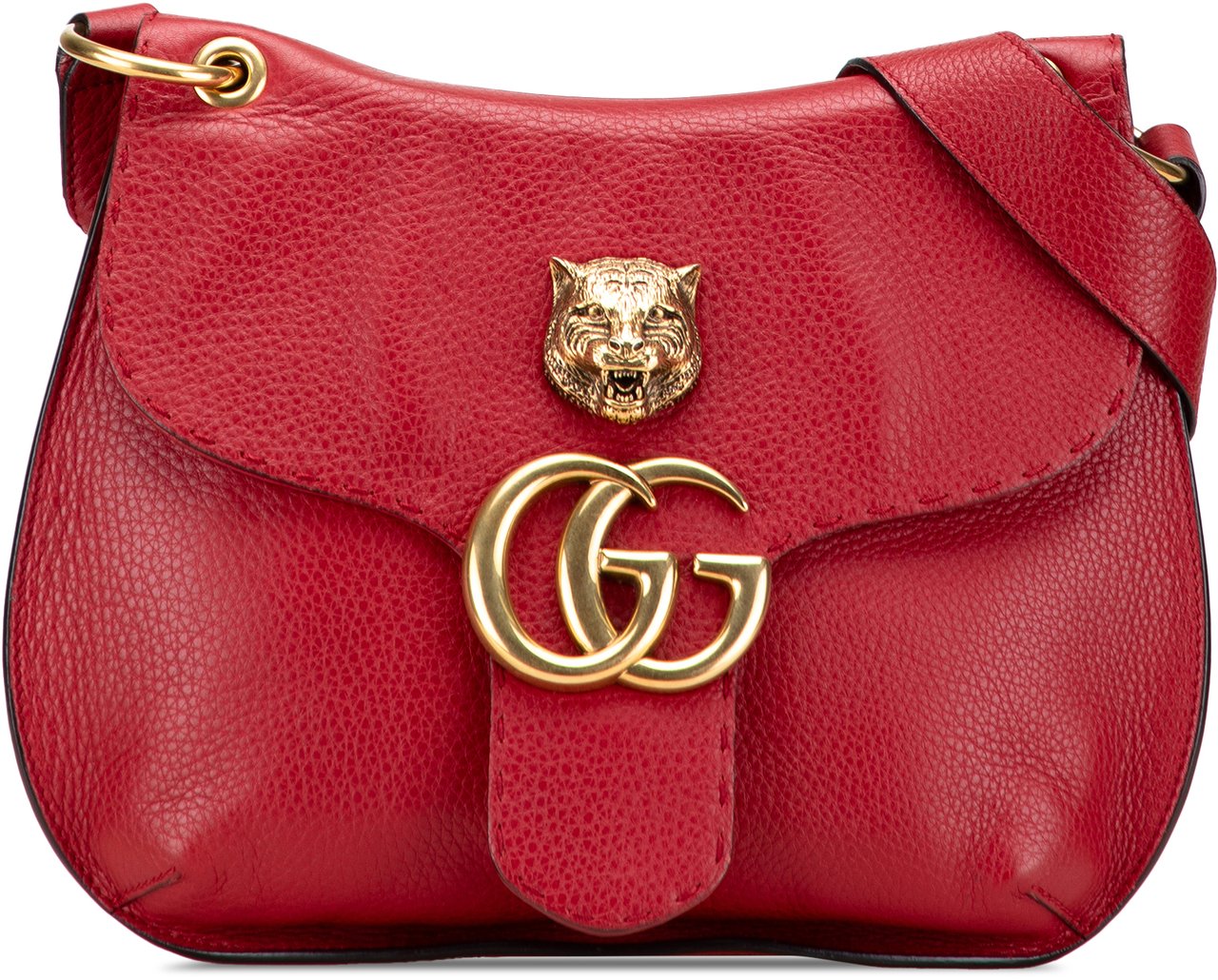 Gucci GG Marmont Leather Animalier Crossbody Rood
