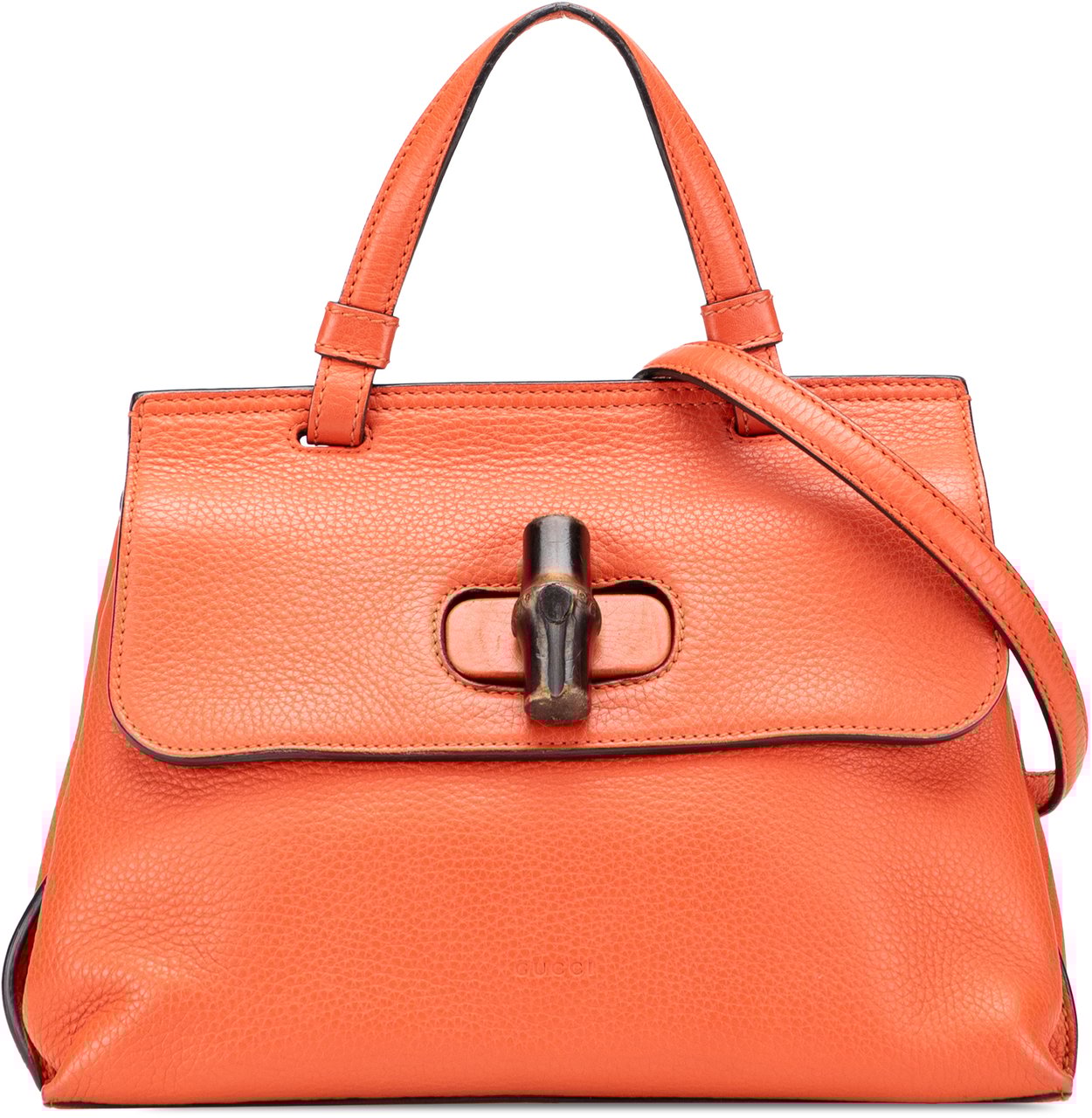 Gucci Small Leather Bamboo Daily Satchel Oranje