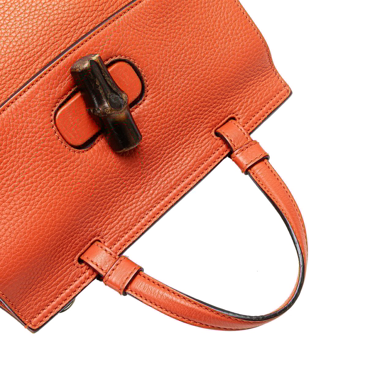 Gucci Small Leather Bamboo Daily Satchel Oranje
