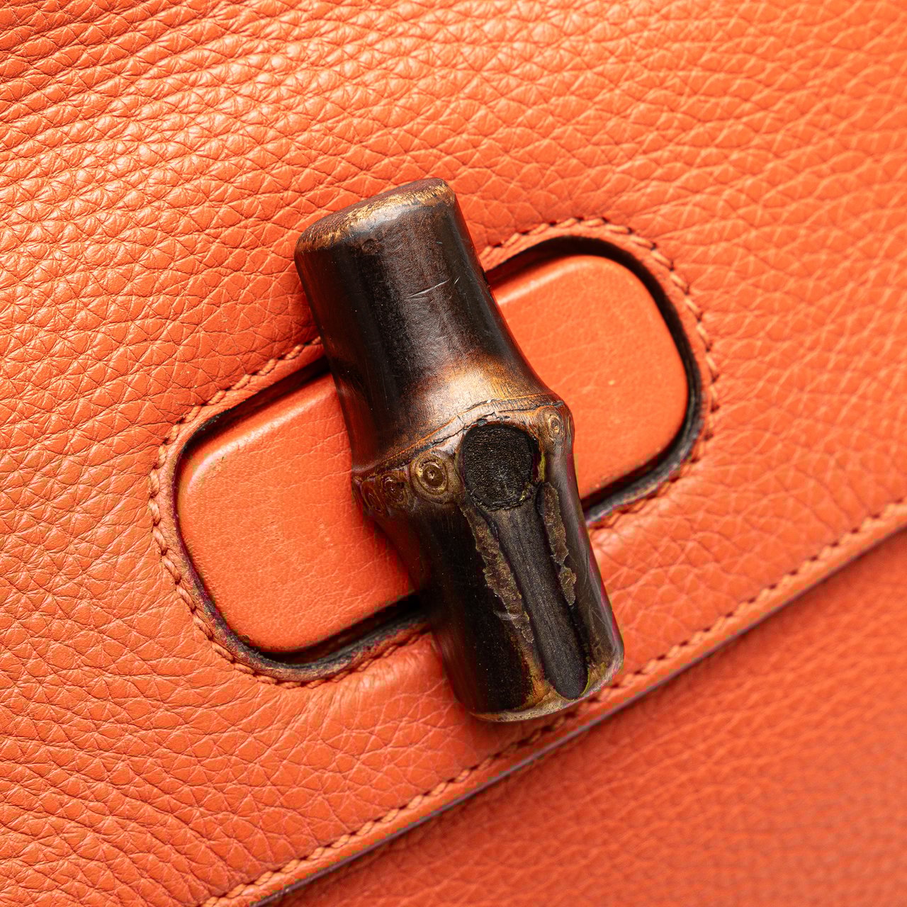 Gucci Small Leather Bamboo Daily Satchel Oranje