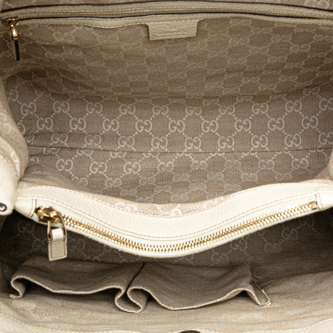 Gucci Medium Leather Bamboo Diana Tote Wit