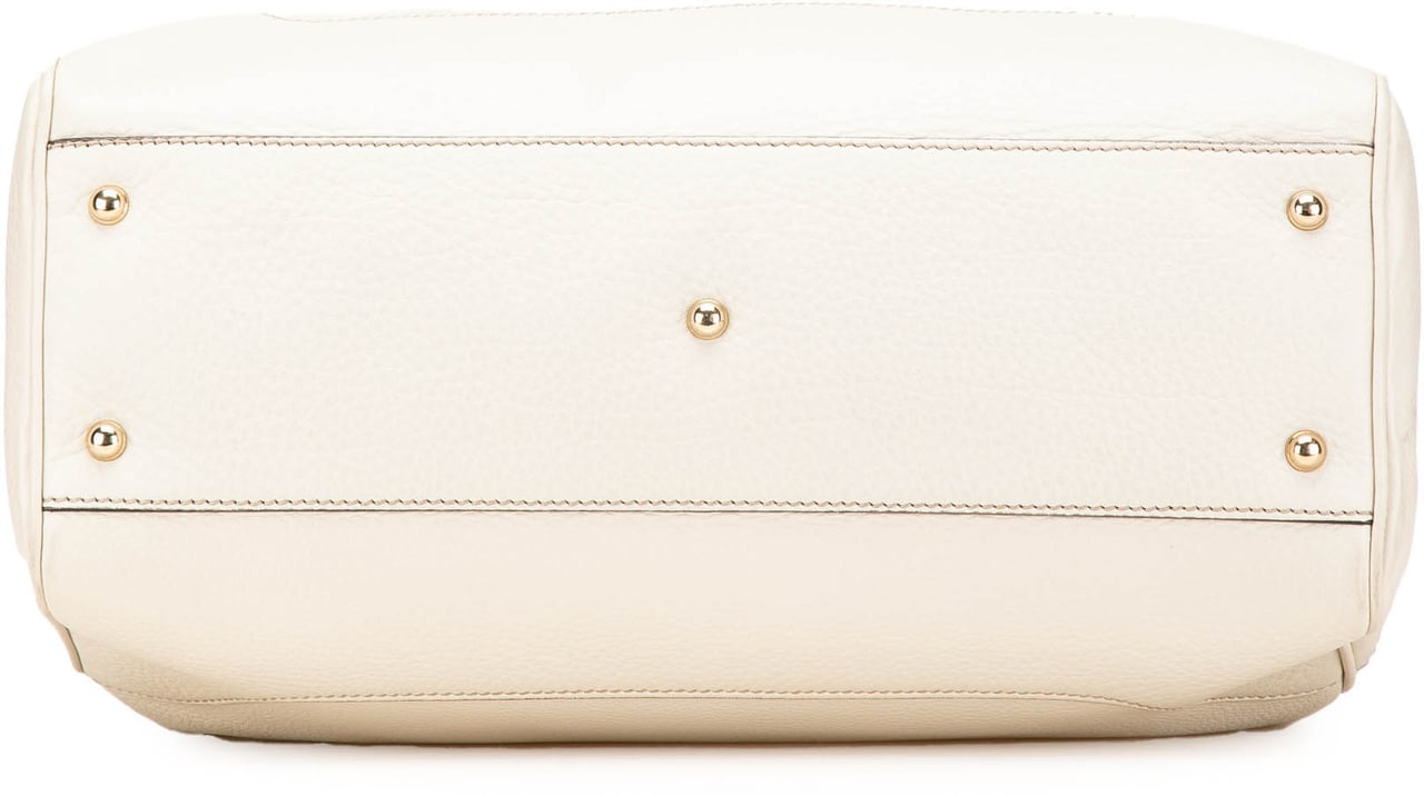Gucci Medium Leather Bamboo Diana Tote Wit