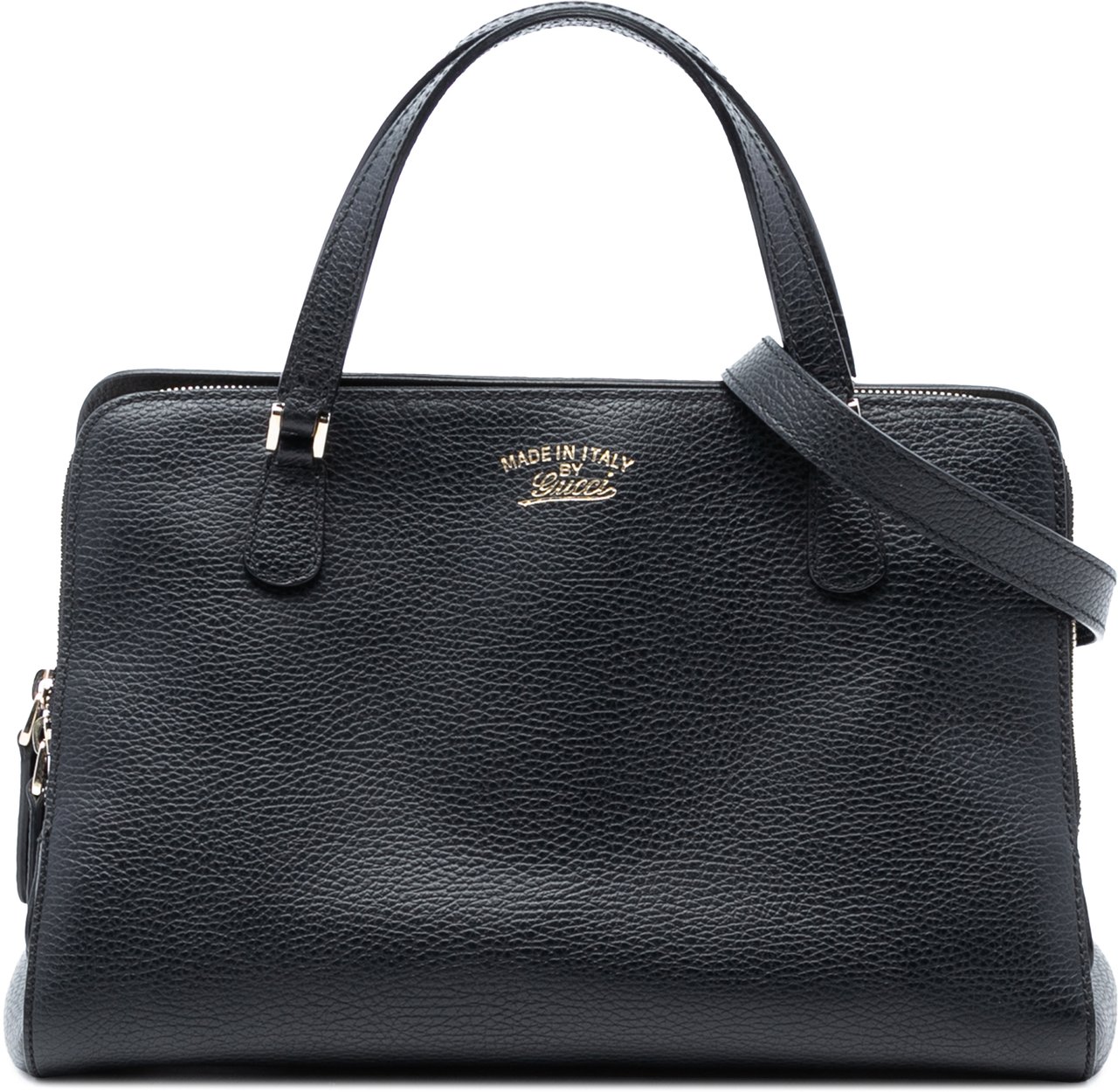 Gucci Calfskin Swing Top Handle Satchel Zwart