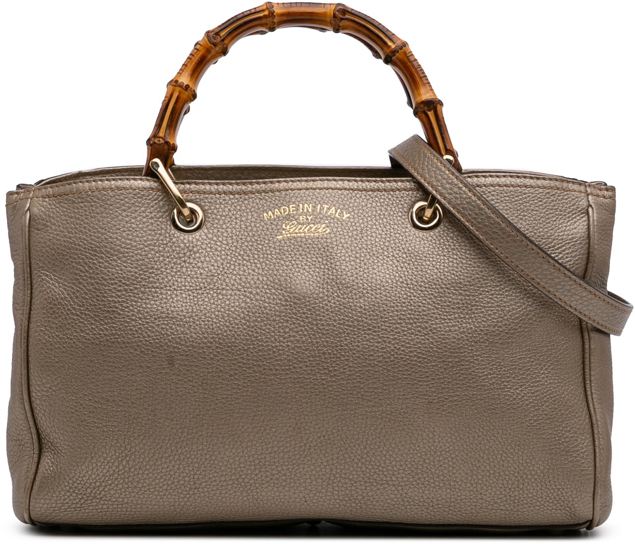 Gucci Medium Calfskin Bamboo Shopper Satchel Goud