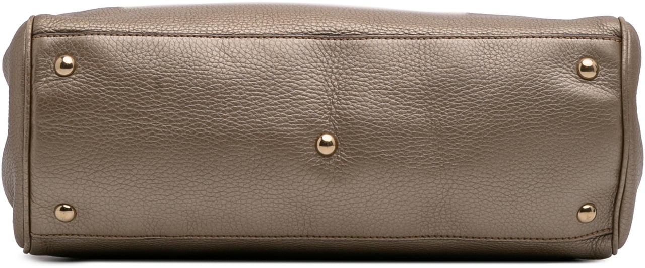 Gucci Medium Calfskin Bamboo Shopper Satchel Goud