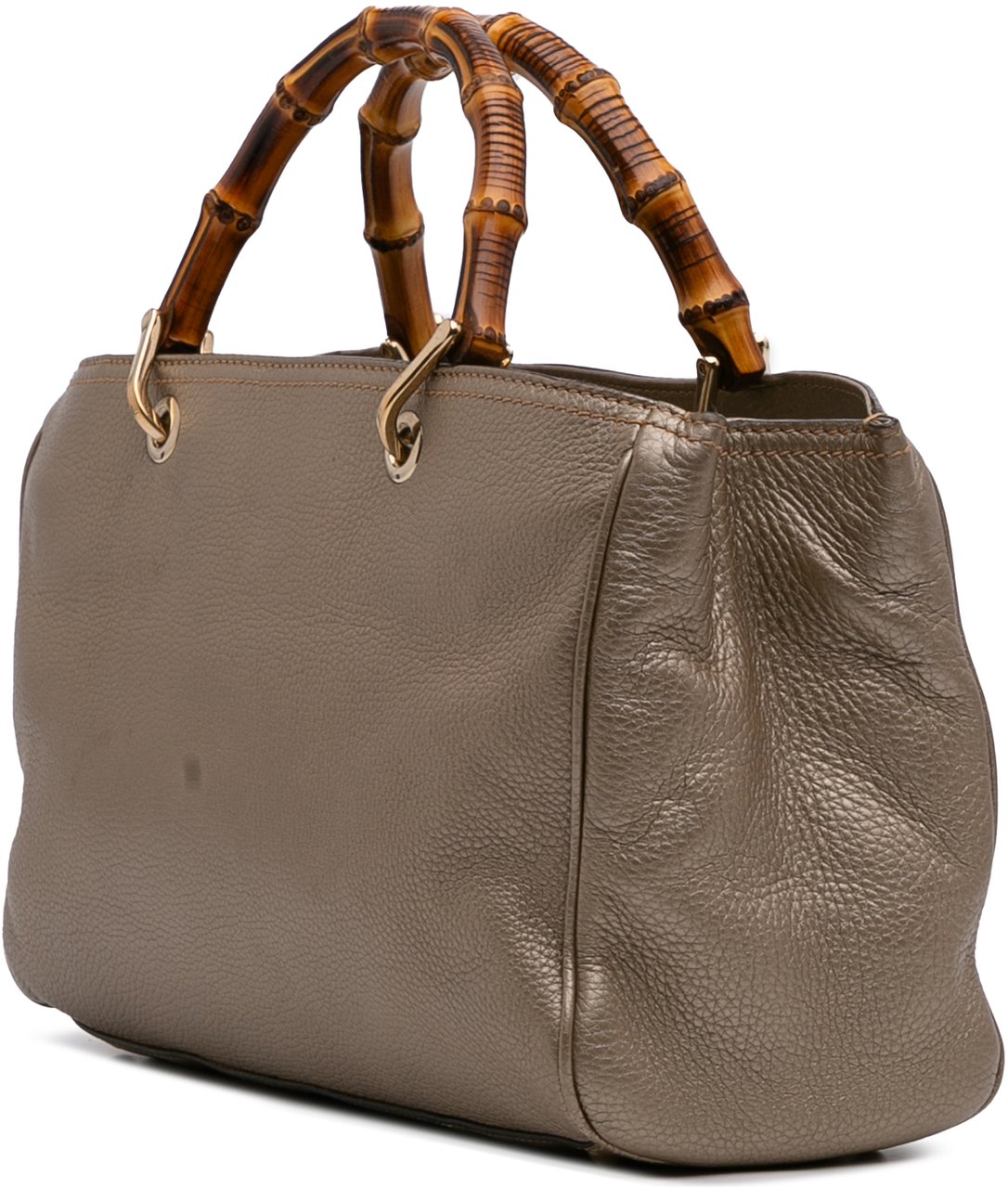 Gucci Medium Calfskin Bamboo Shopper Satchel Goud