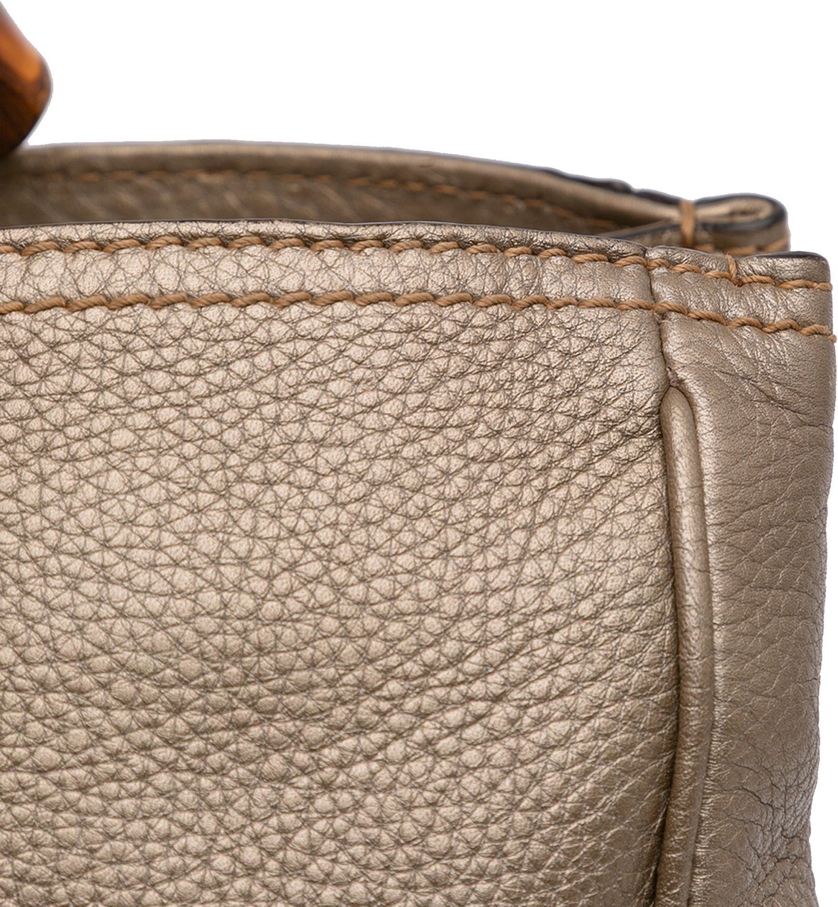 Gucci Medium Calfskin Bamboo Shopper Satchel Goud