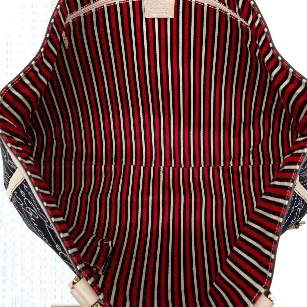 Gucci 85th Anniversary Canvas Logo Abbey D Ring Tote Blauw