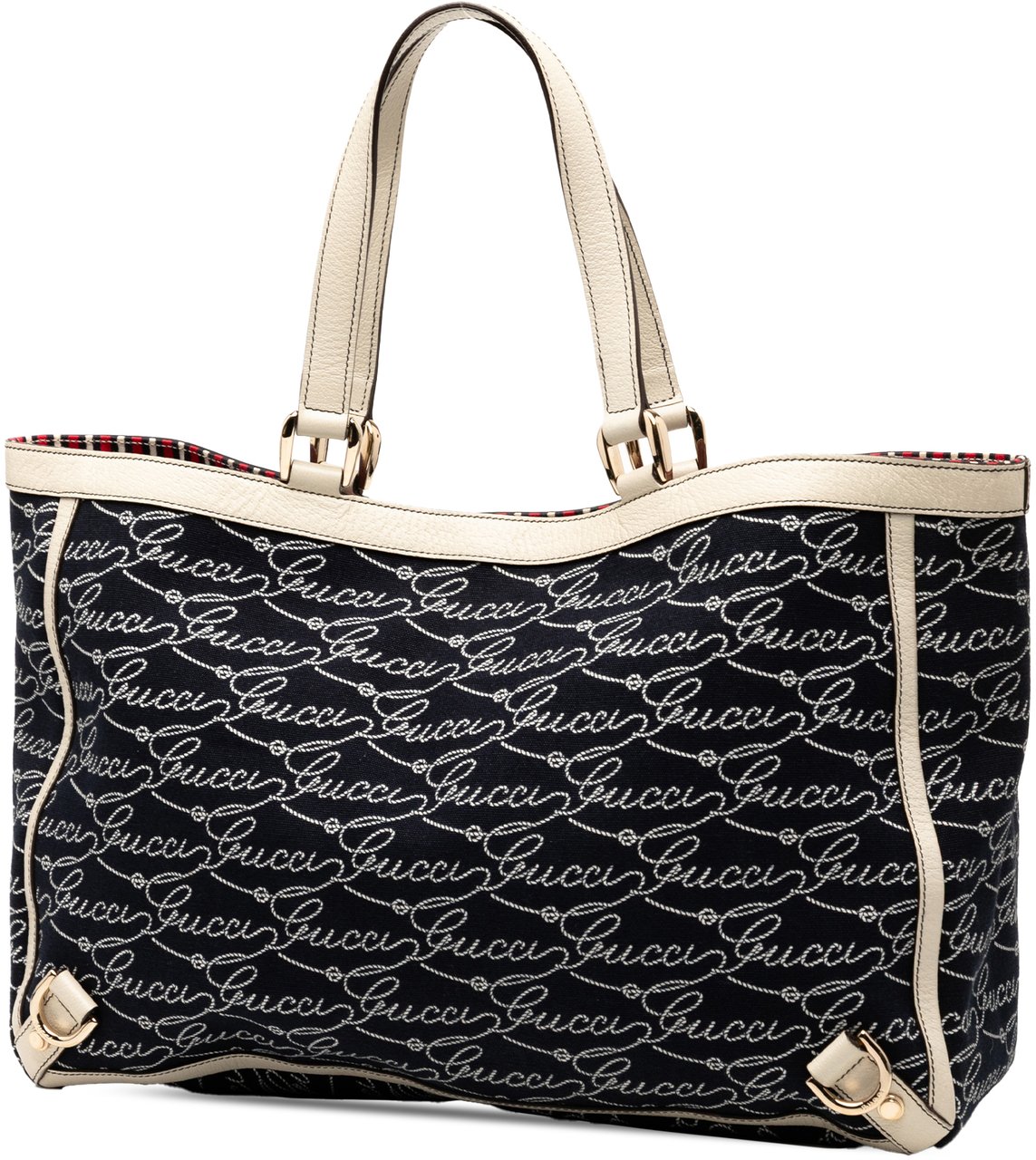 Gucci 85th Anniversary Canvas Logo Abbey D Ring Tote Blauw