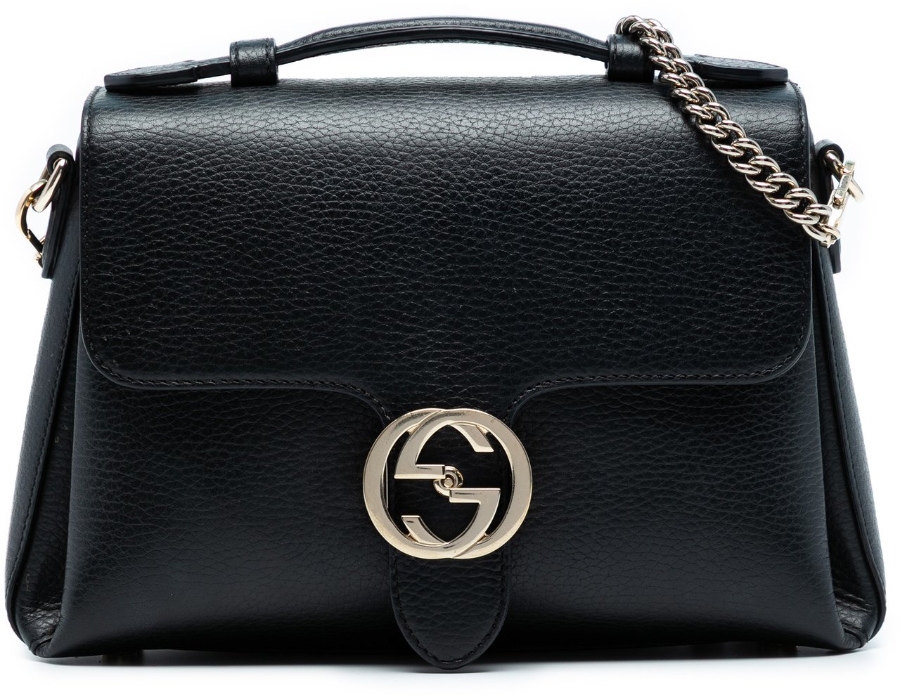 Gucci Small Dollar Calf Interlocking G Satchel Zwart