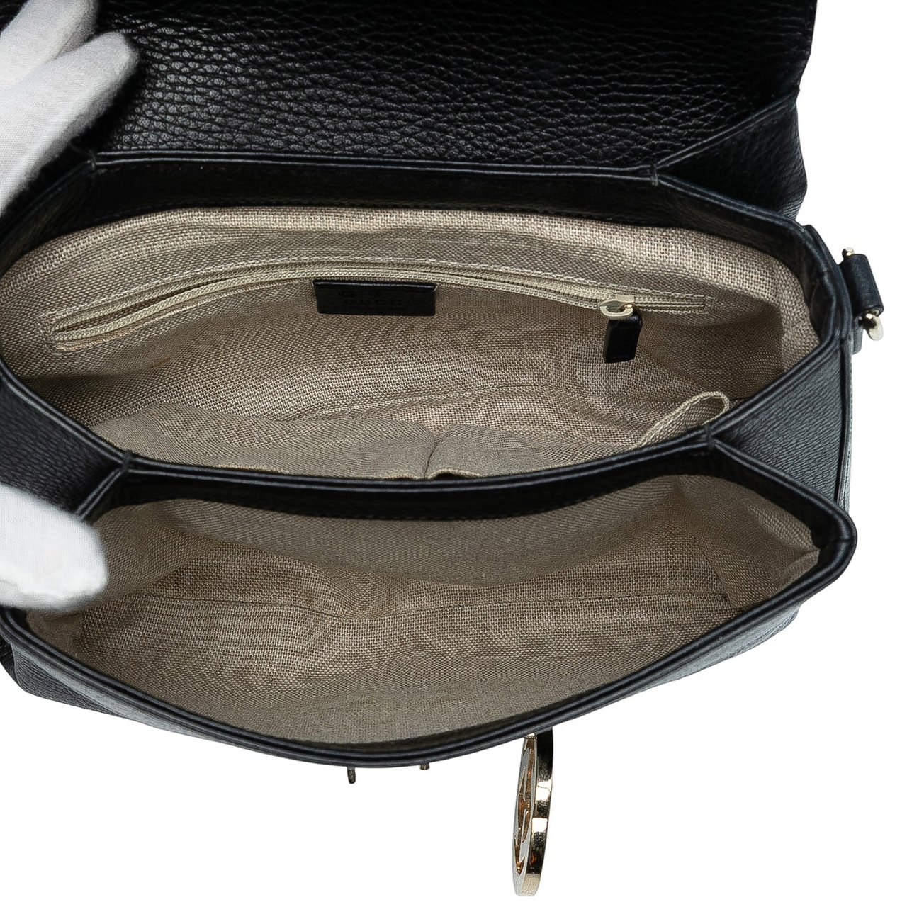 Gucci Small Dollar Calf Interlocking G Satchel Zwart