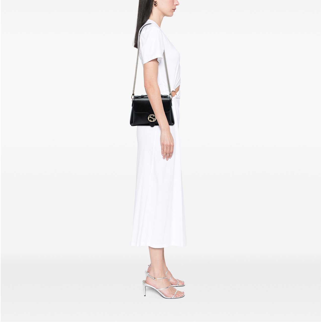 Gucci Small Dollar Calf Interlocking G Satchel Zwart