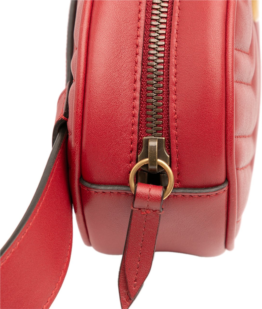 Gucci Small GG Marmont Matelasse Leather Belt Bag Rood
