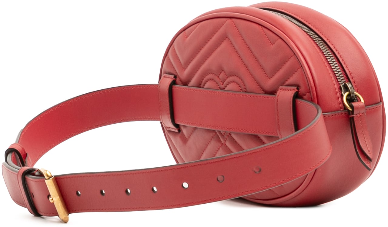 Gucci Small GG Marmont Matelasse Leather Belt Bag Rood