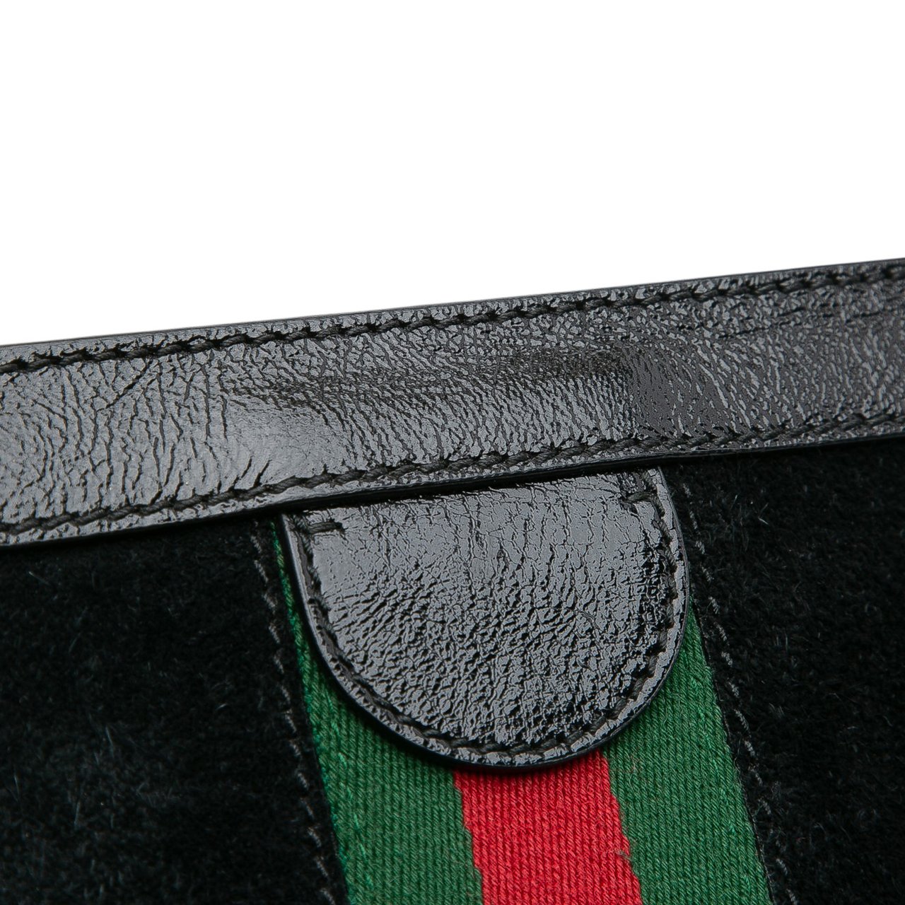 Gucci Medium Suede Ophidia Web Chain Shoulder Bag Zwart