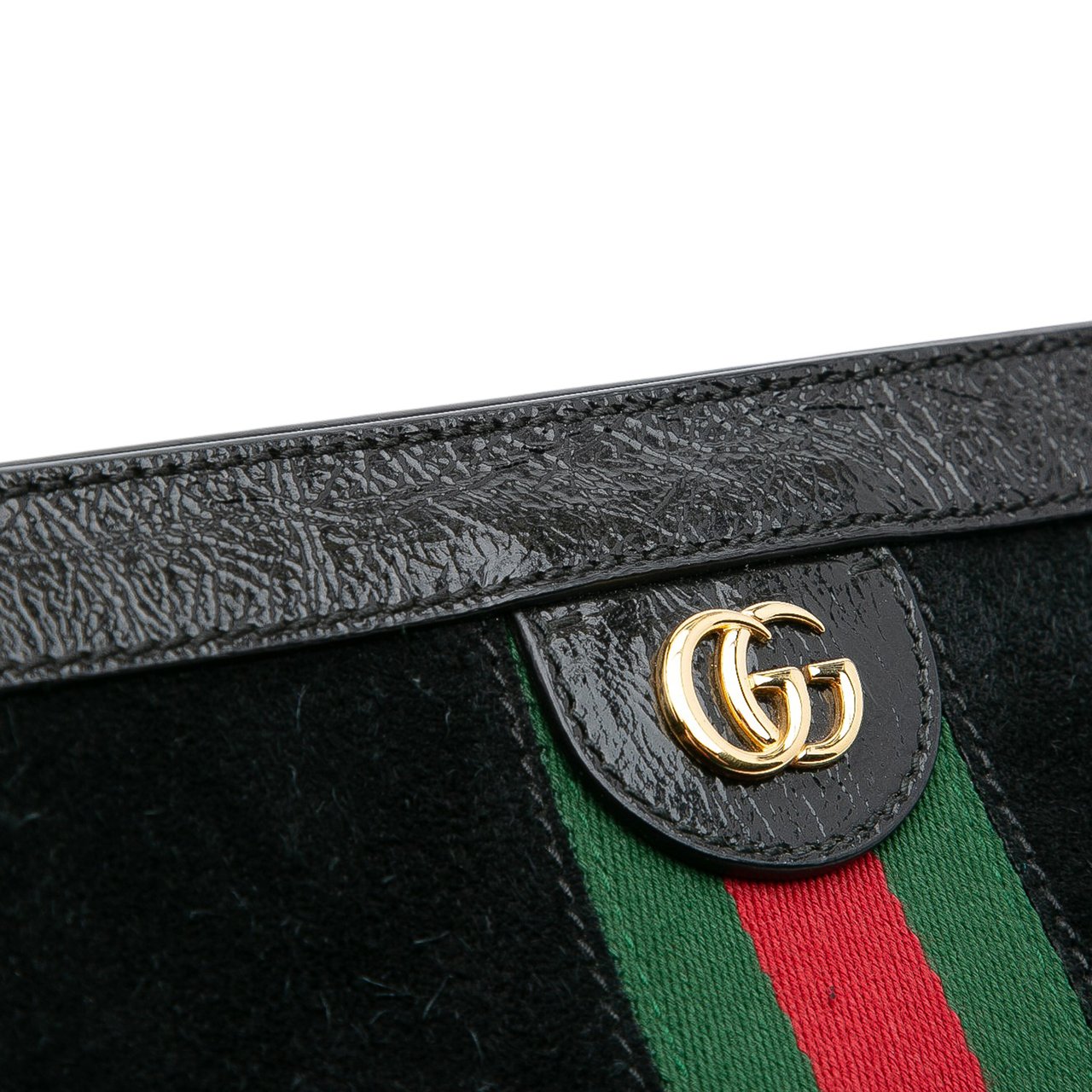 Gucci Medium Suede Ophidia Web Chain Shoulder Bag Zwart