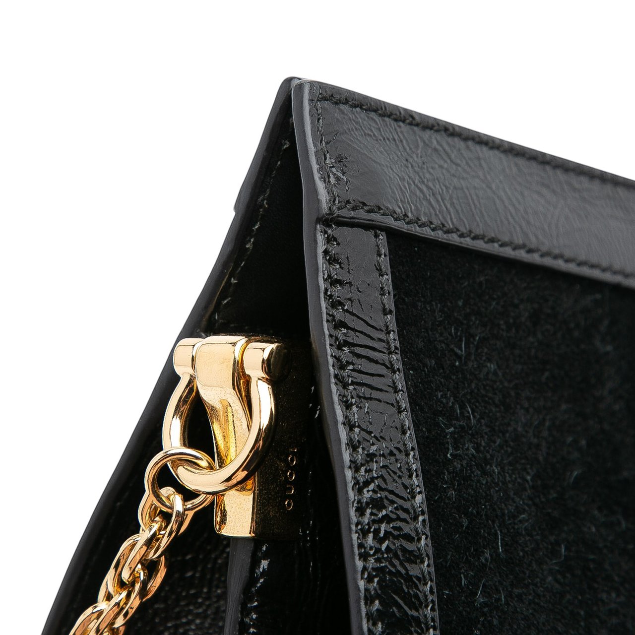 Gucci Medium Suede Ophidia Web Chain Shoulder Bag Zwart