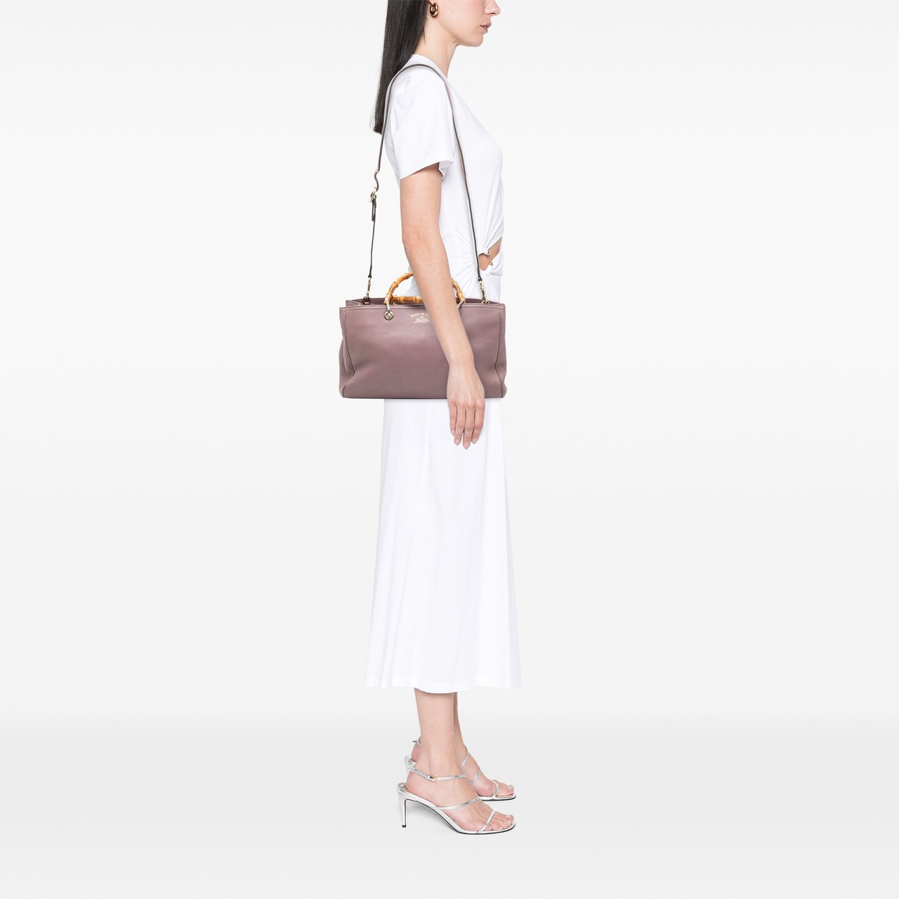 Gucci Medium Calfskin Bamboo Shopper Satchel Roze