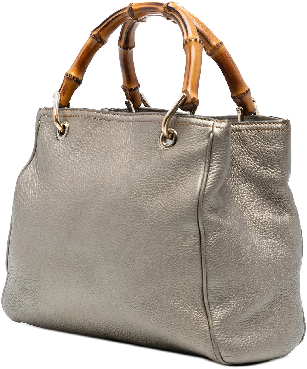 Gucci Small Calfskin Bamboo Shopper Satchel Goud