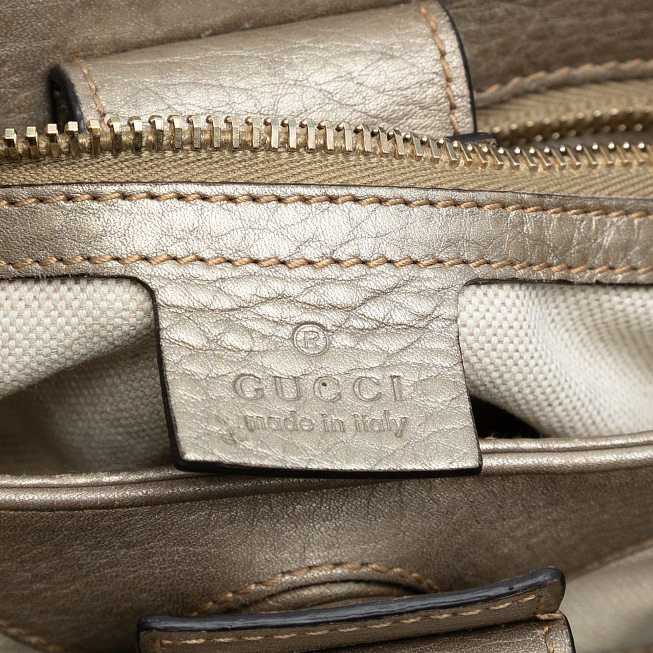 Gucci Small Calfskin Bamboo Shopper Satchel Goud