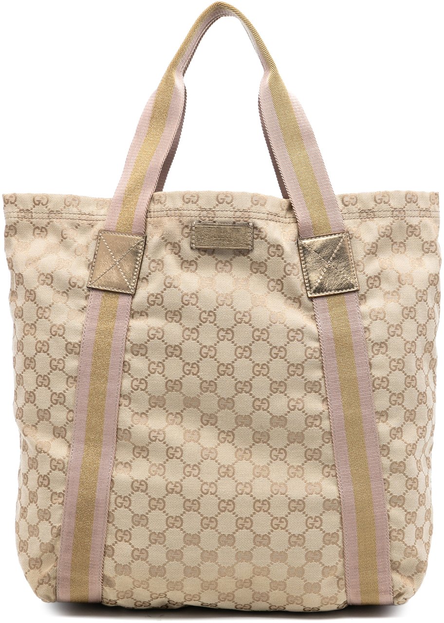Gucci GG Canvas Web Tote Bruin
