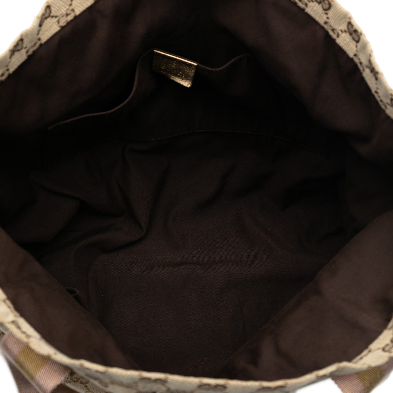 Gucci GG Canvas Web Tote Bruin