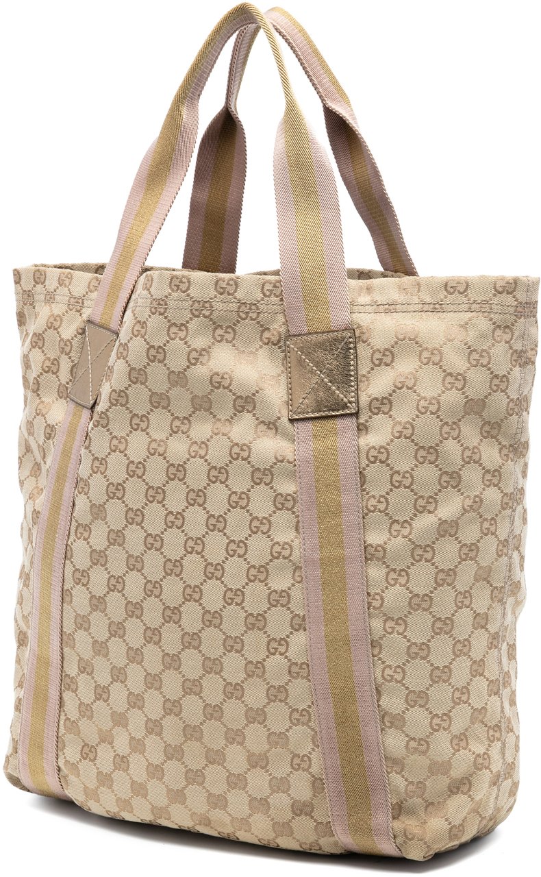 Gucci GG Canvas Web Tote Bruin