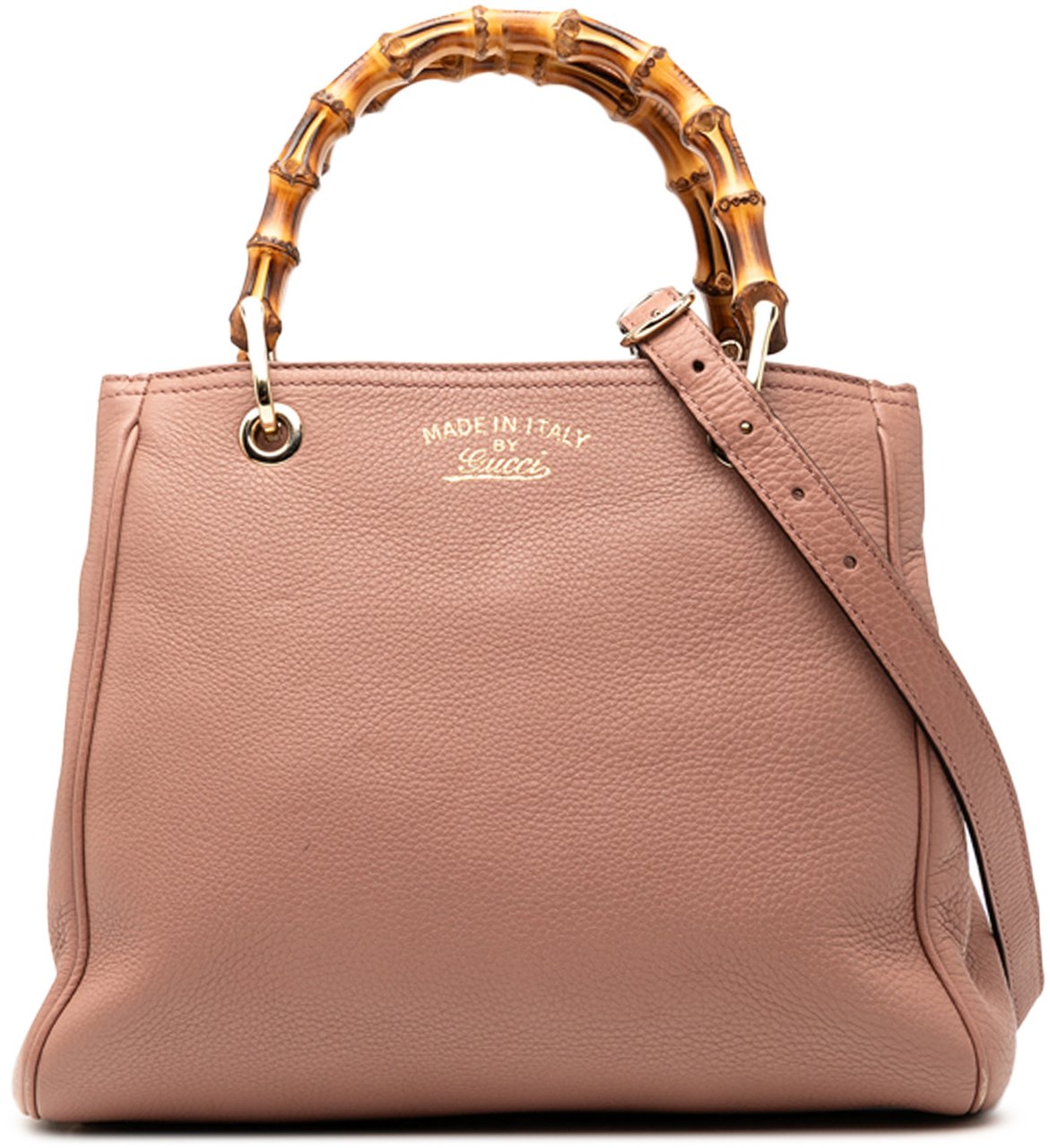 Gucci Small Calfskin Bamboo Shopper Satchel Roze