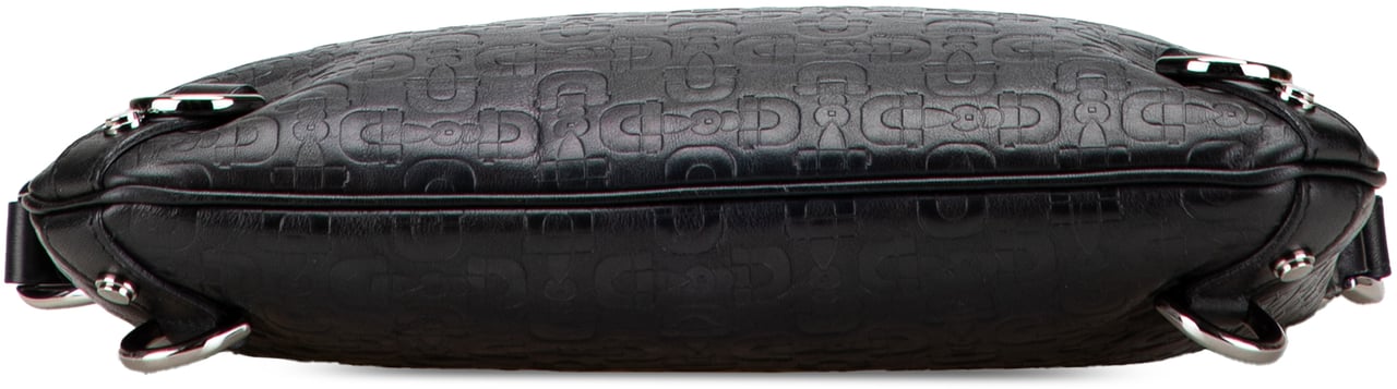 Gucci Embossed Leather Horsebit Abbey D Ring Crossbody Zwart