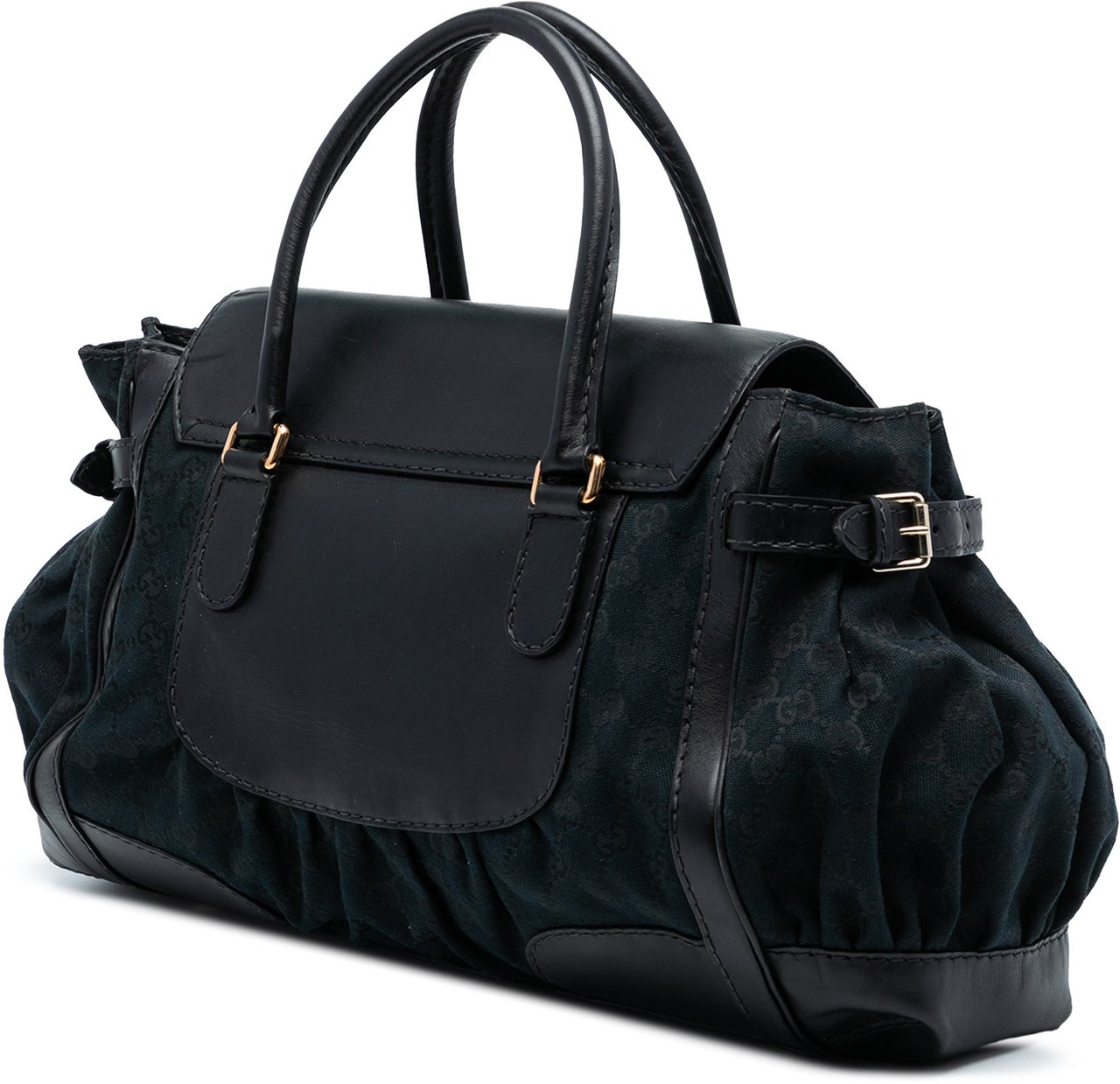 Gucci GG Canvas and Leather Dialux Queen Tote Zwart