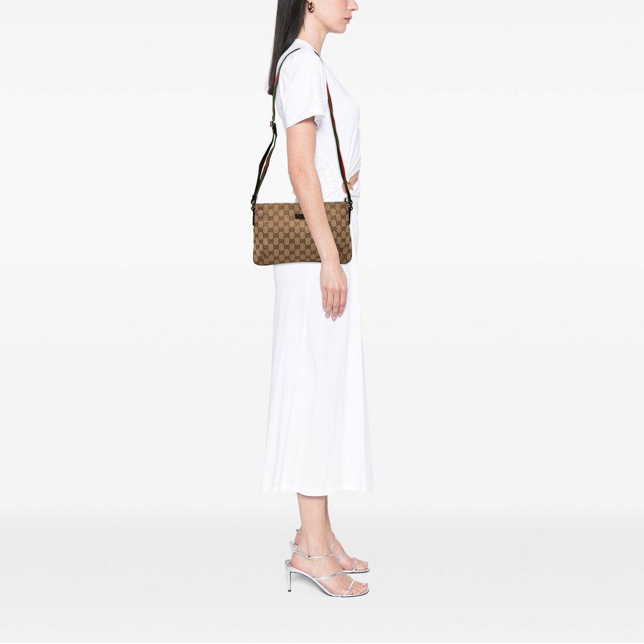 Gucci GG Canvas Web Crossbody Bruin