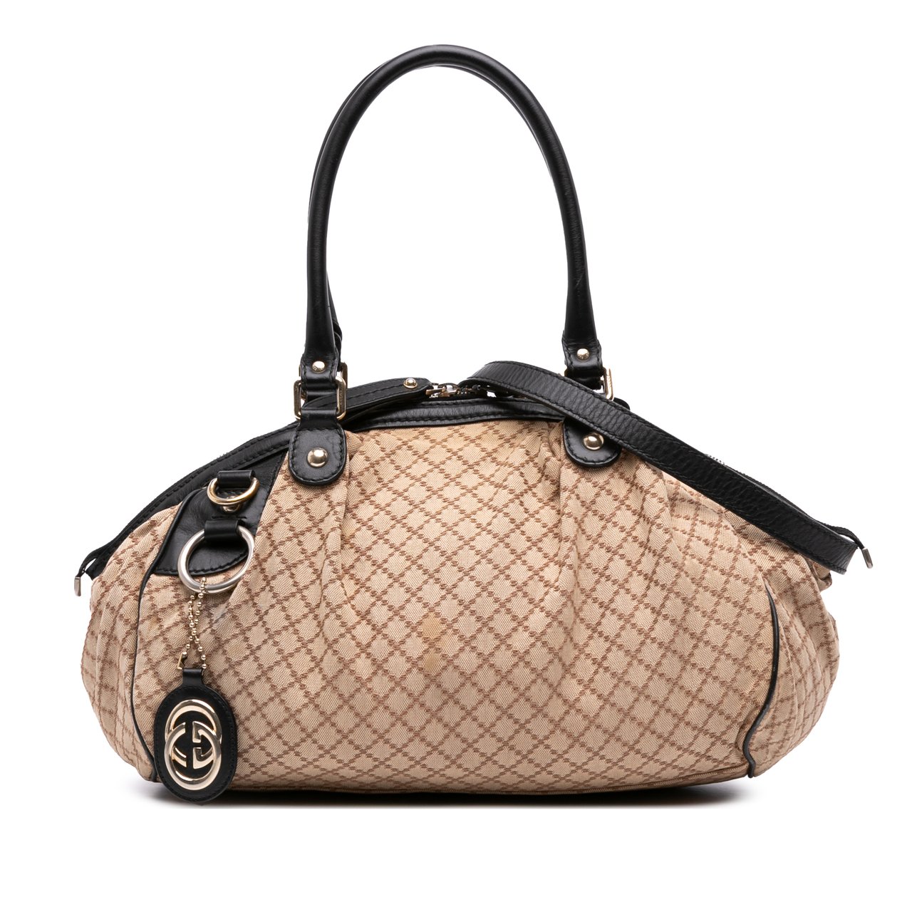 Gucci Diamante Canvas Sukey Satchel Bruin