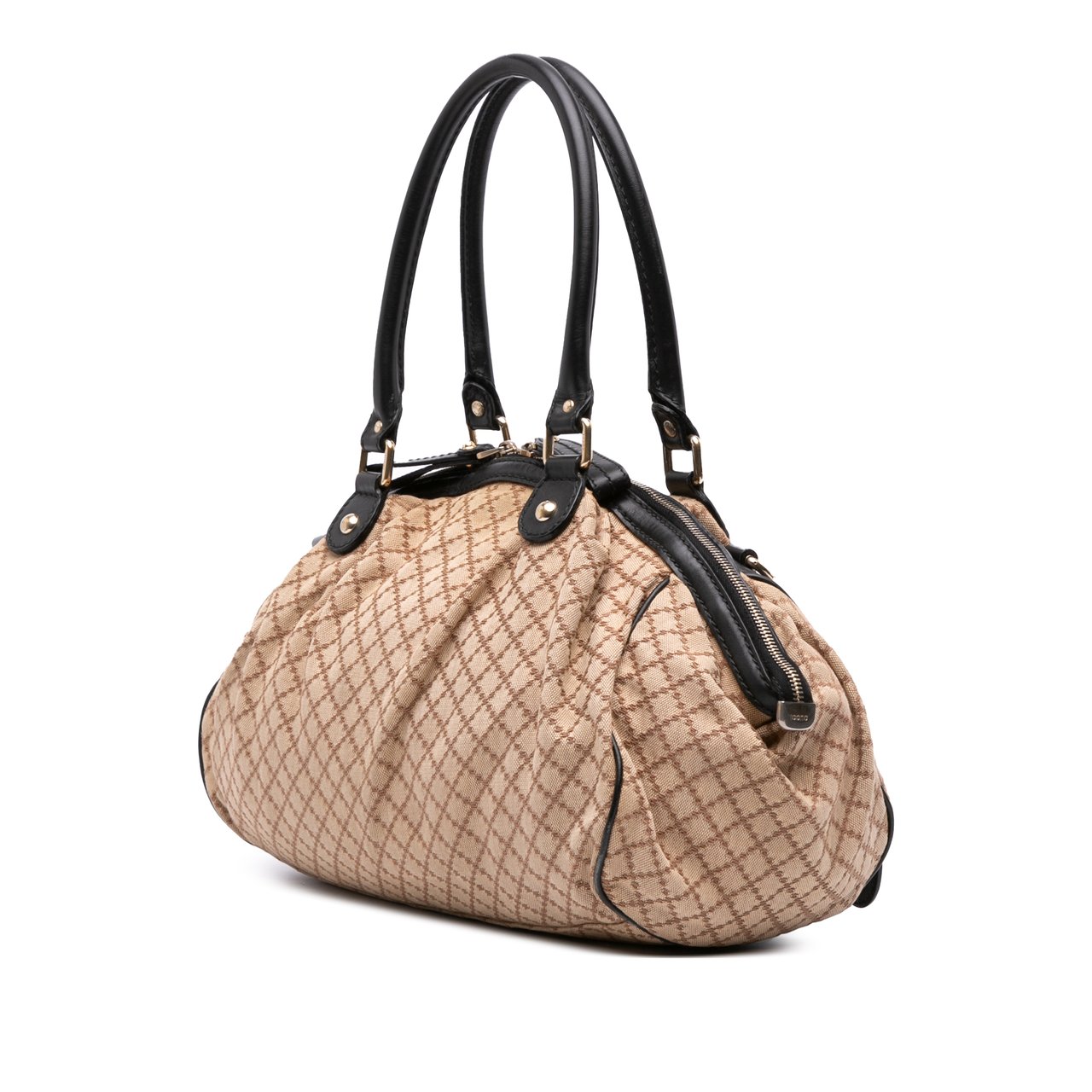 Gucci Diamante Canvas Sukey Satchel Bruin