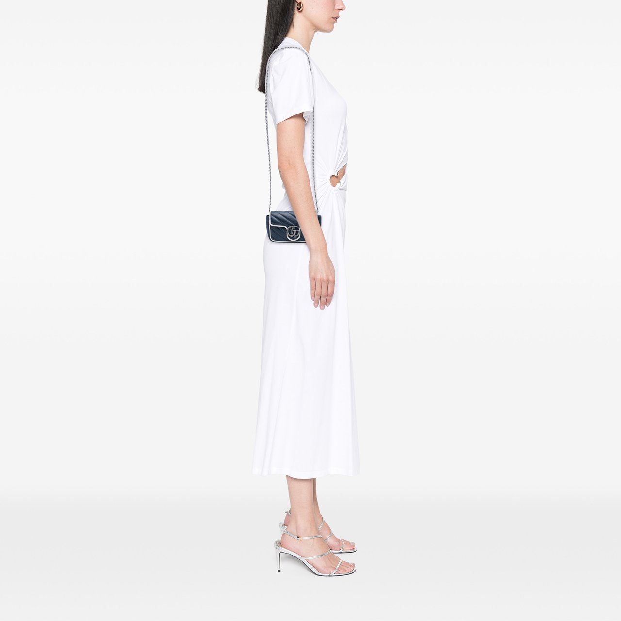 Gucci Super Mini GG Marmont Matelasse Leather Torchon Flap Crossbody Blauw