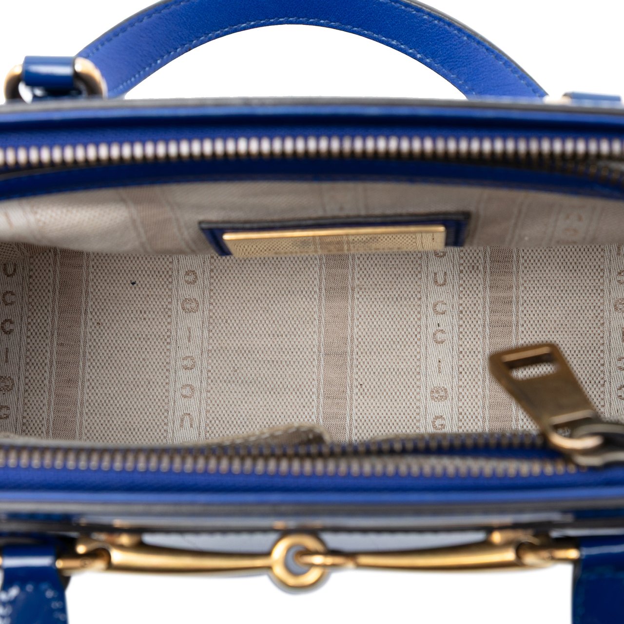 Gucci Patent Bright Bit Satchel Blauw