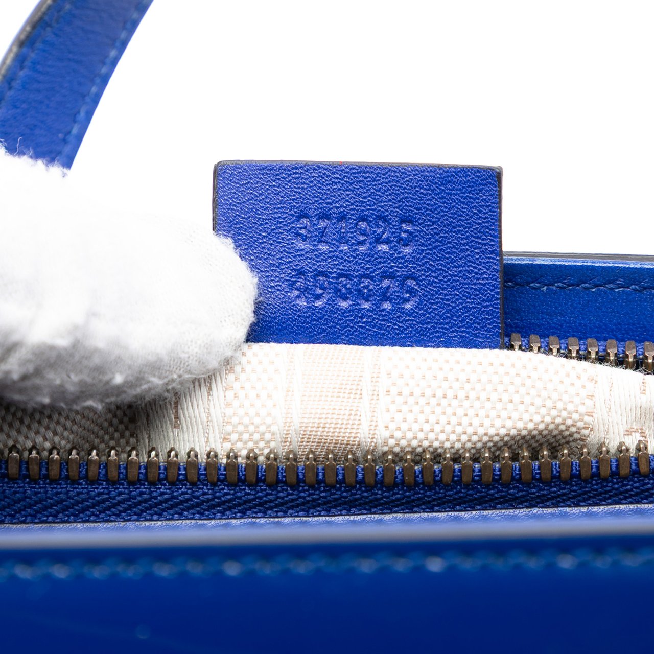 Gucci Patent Bright Bit Satchel Blauw