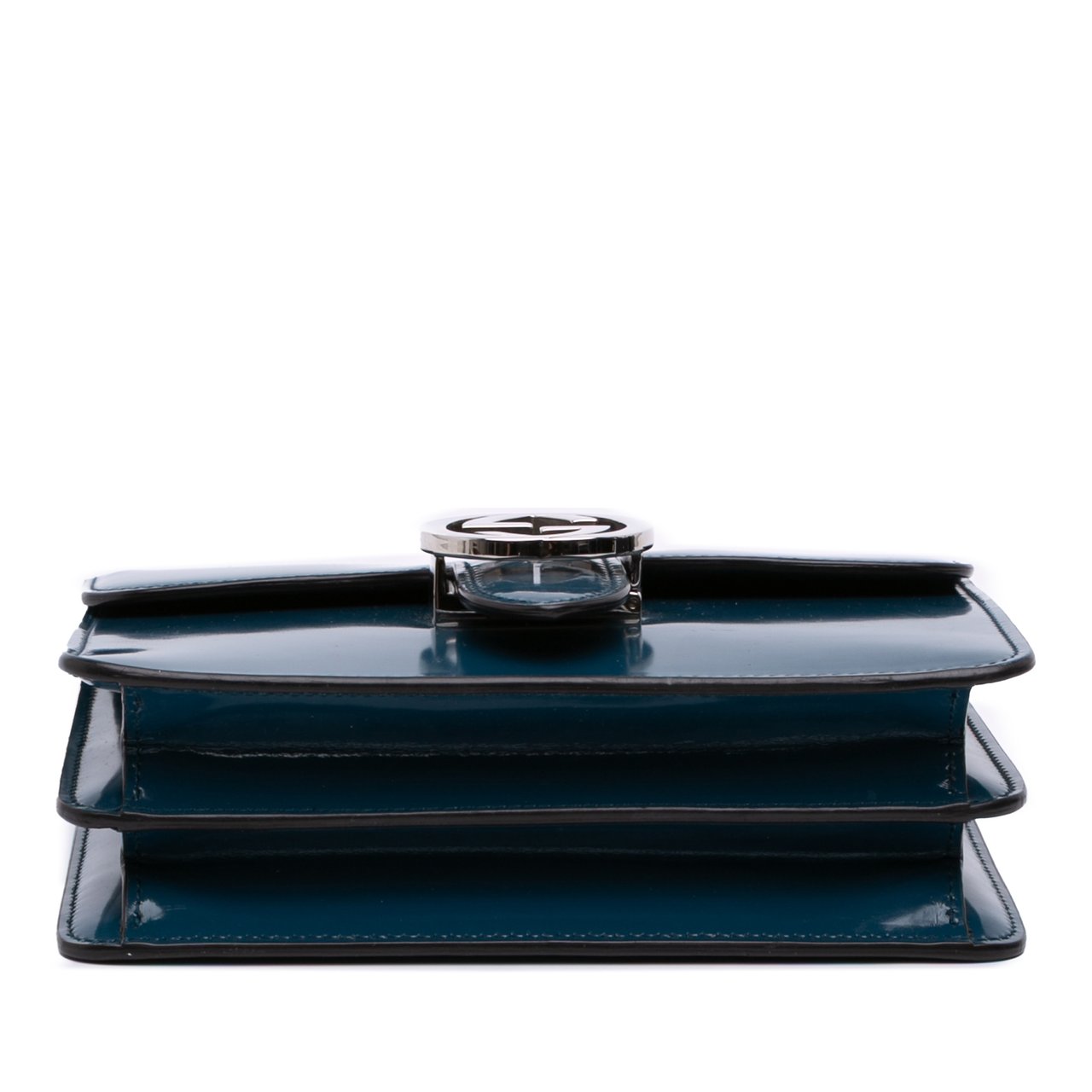 Gucci Small Polished Calfskin Interlocking G Dollar Crossbody Blauw