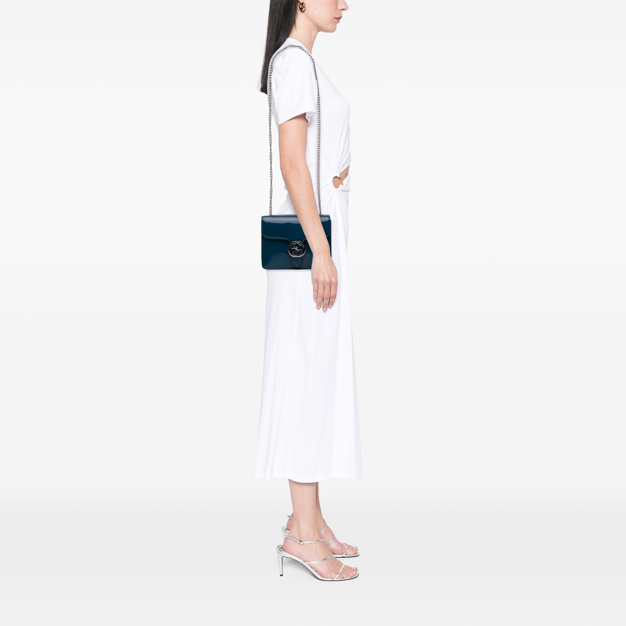 Gucci Small Polished Calfskin Interlocking G Dollar Crossbody Blauw