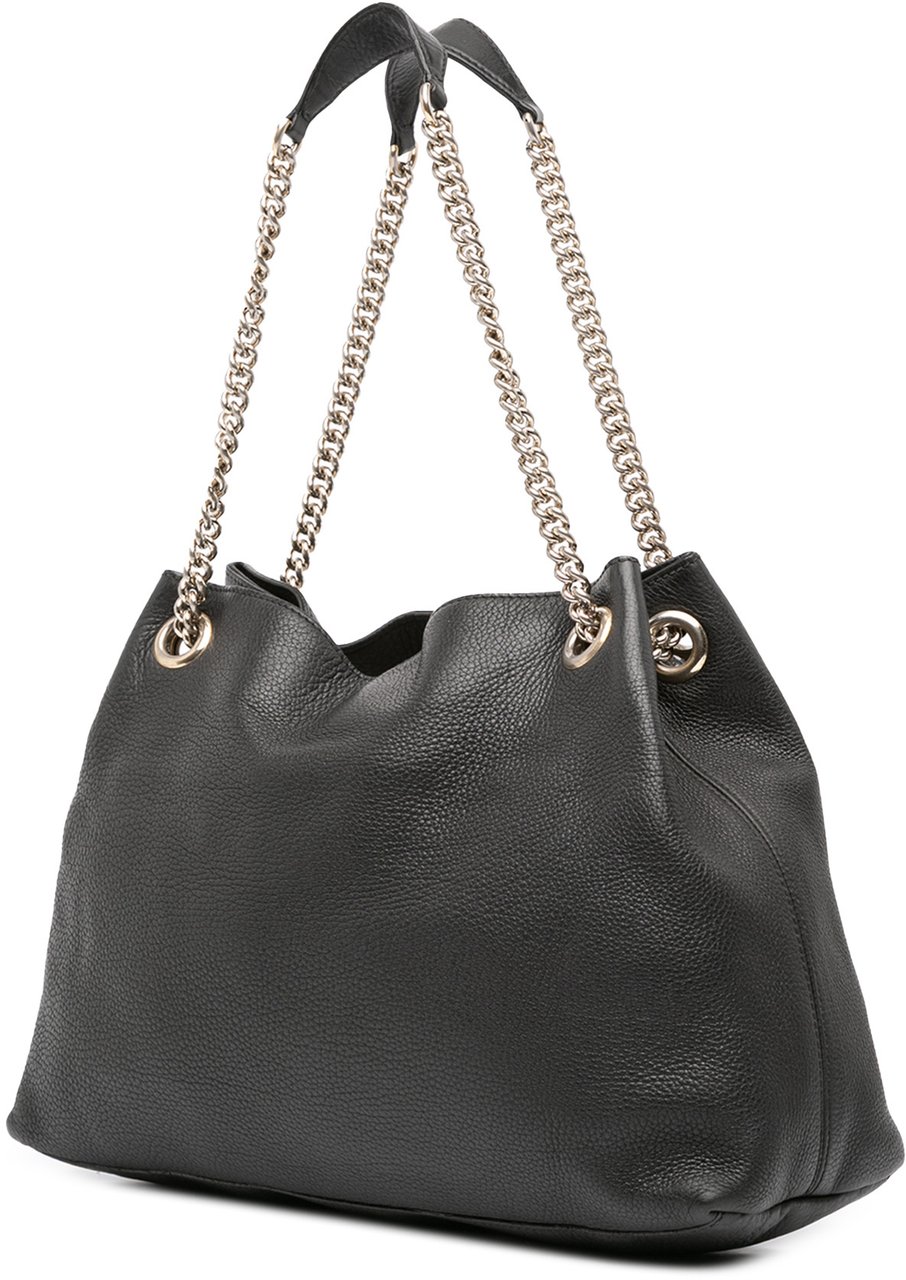 Gucci Medium Leather Soho Chain Tote Zwart