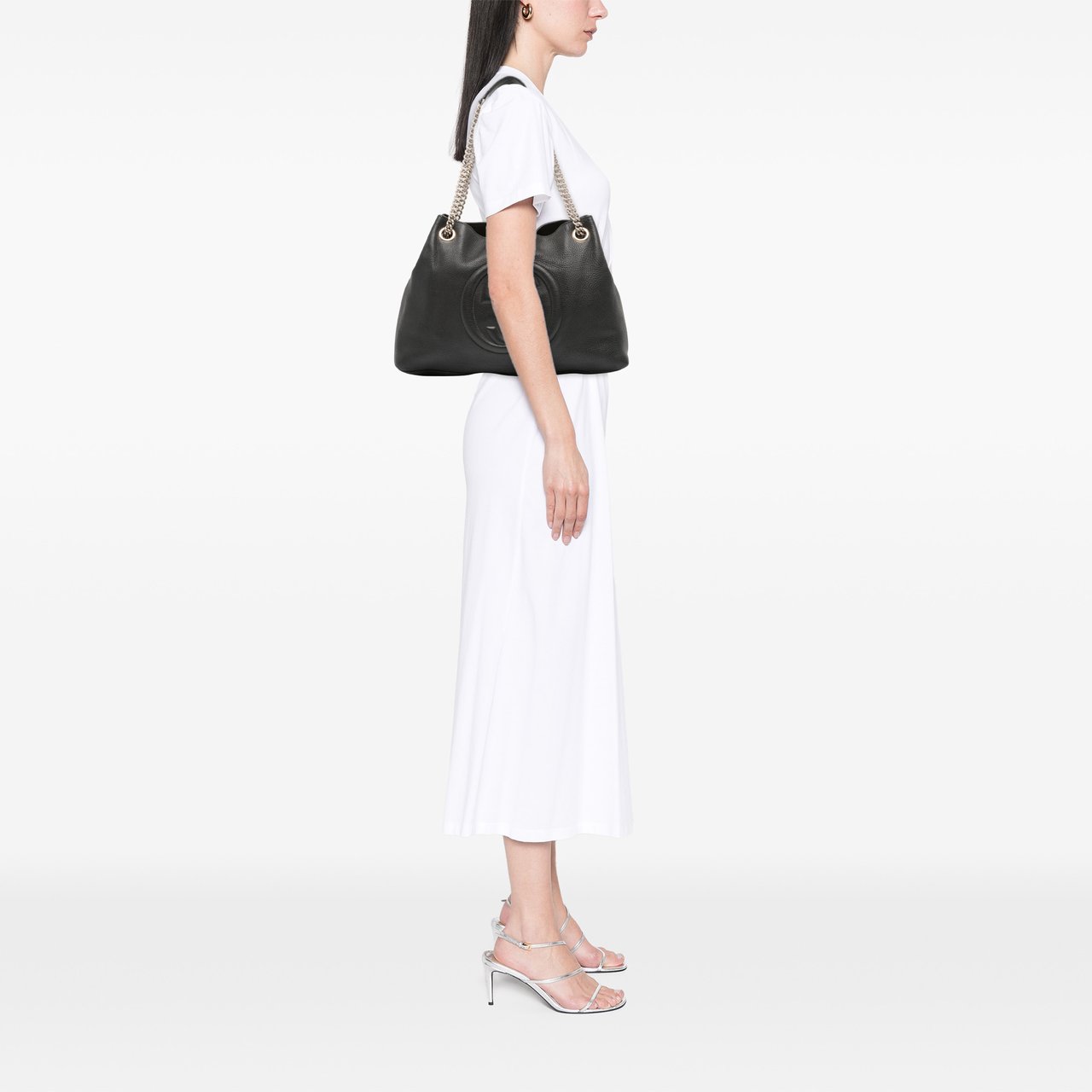 Gucci Medium Leather Soho Chain Tote Zwart