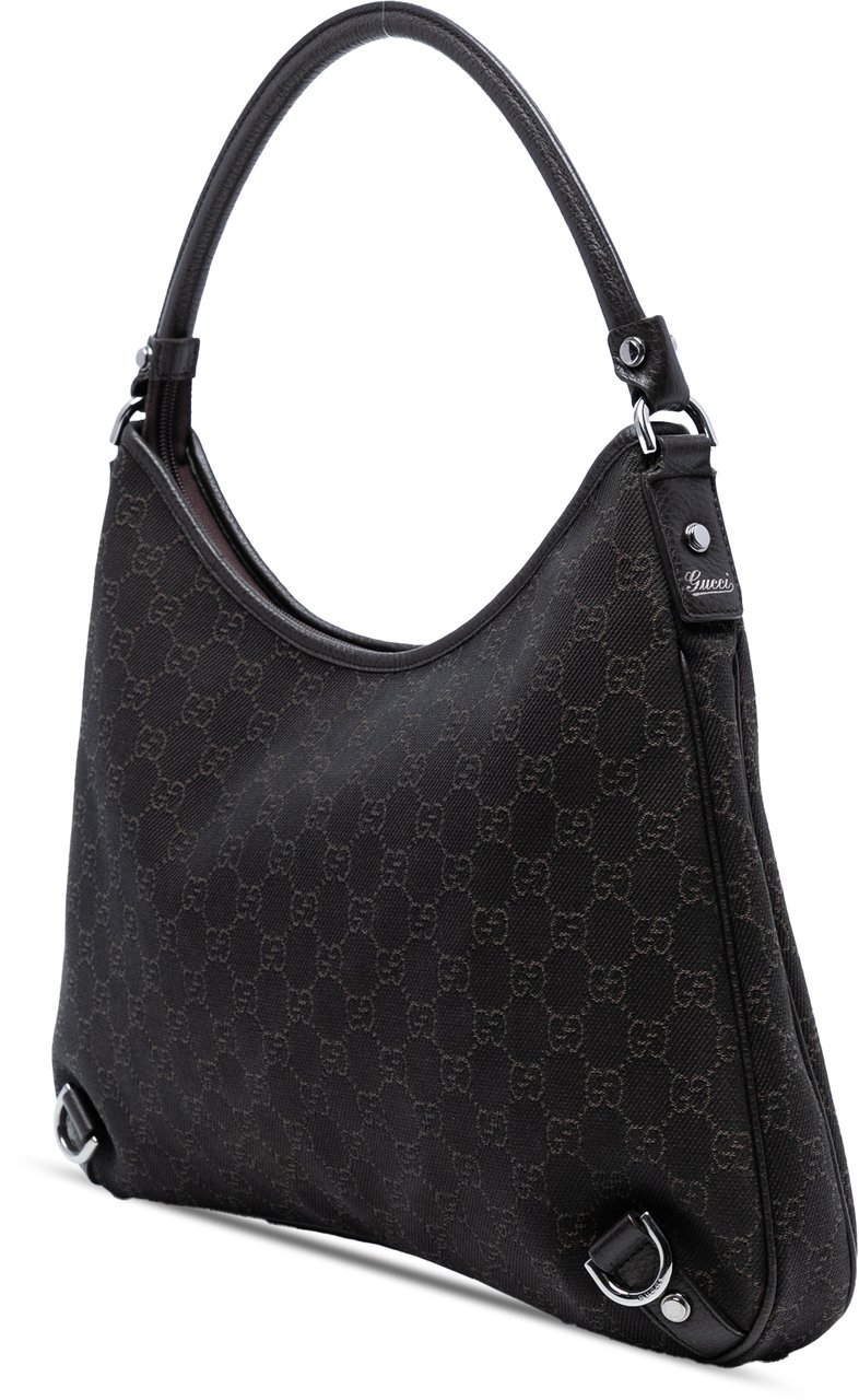 Gucci GG Denim Abbey D Ring Shoulder Bag Bruin