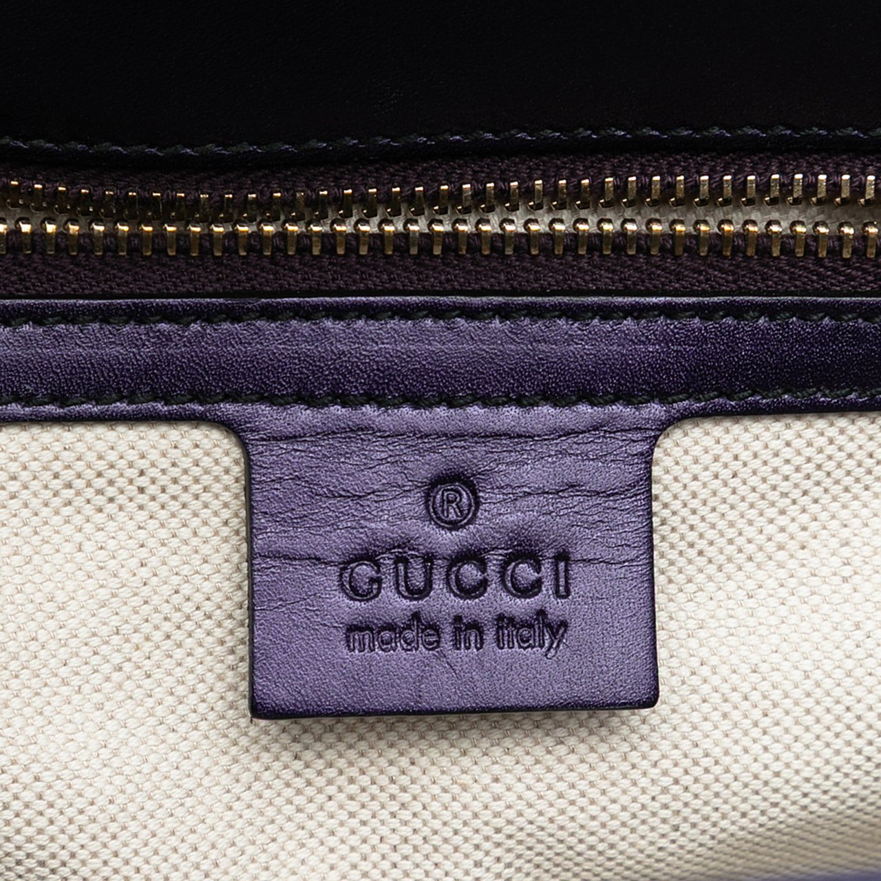 Gucci Large Guccissima Patent Emily Shoulder Bag Paars