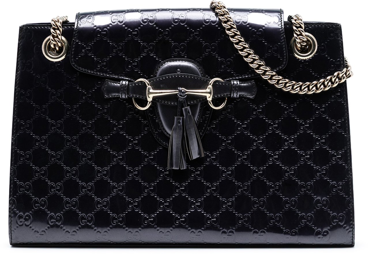 Gucci Large Guccissima Patent Emily Shoulder Bag Paars