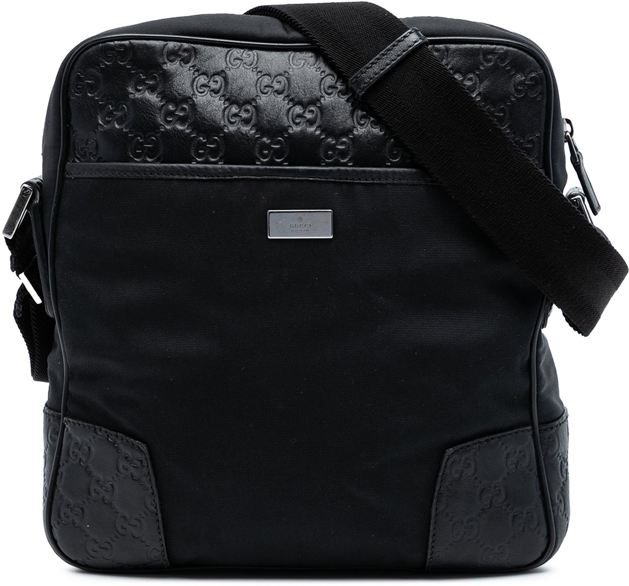 Gucci Guccissima Trimmed Nylon Crossbody Zwart